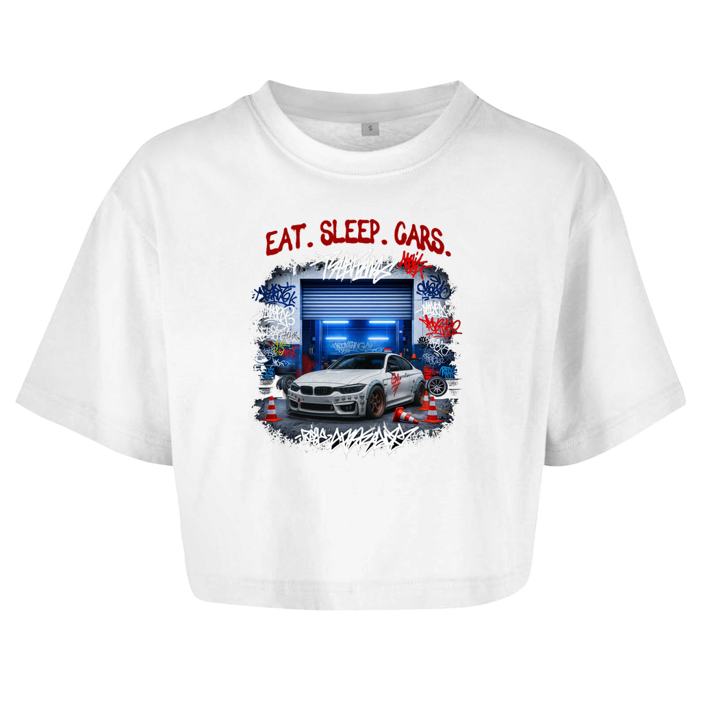 Dam Oversize Crop Top Eat, sleep, cars