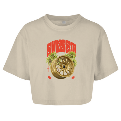 Damen Oversize Crop Top Sunset