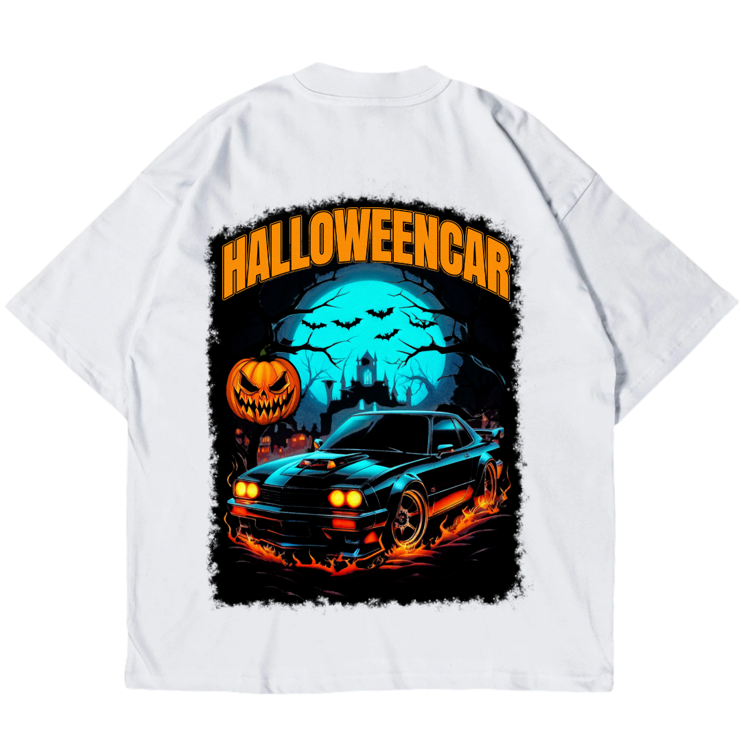 Camiseta Oversized - Carro de Halloween