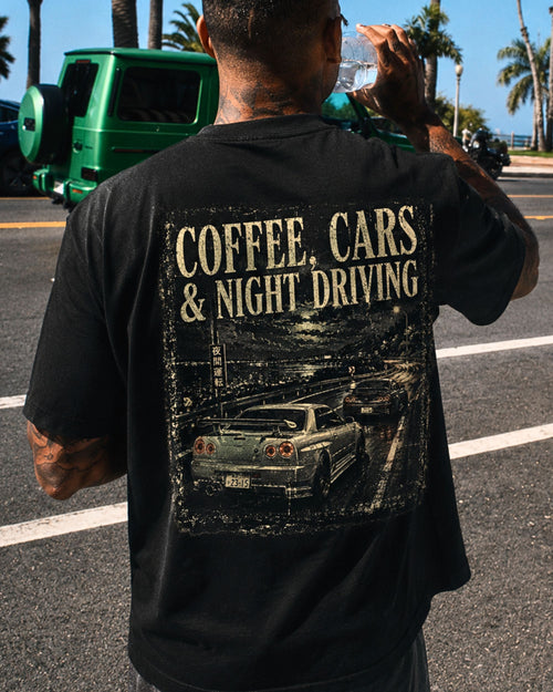Oversize T-Shirt Coffe. Cars & Night driving