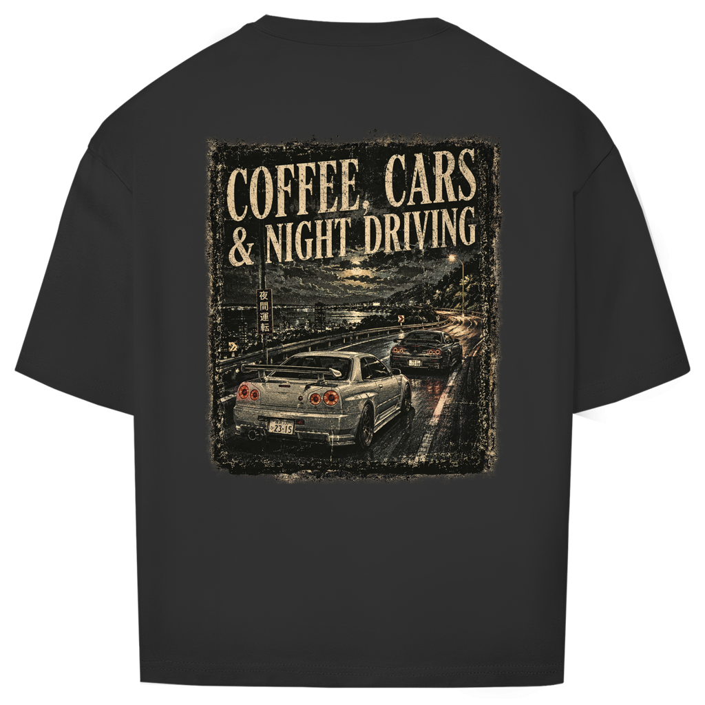 Oversize T-Shirt Coffe. Cars & Night driving