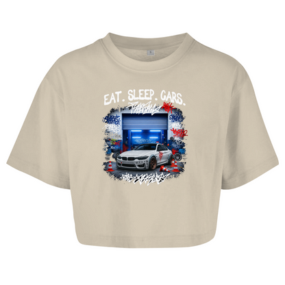 Dam Oversize Crop Top Eat, sleep, cars