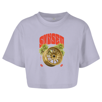 Damen Oversize Crop Top Sunset