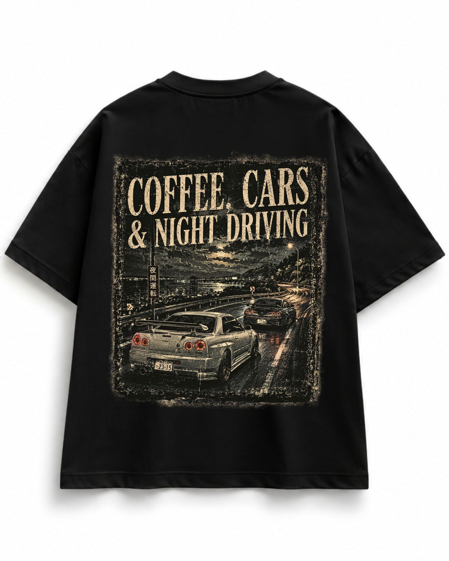 Oversize T-Shirt Coffe. Coches y conducción nocturna