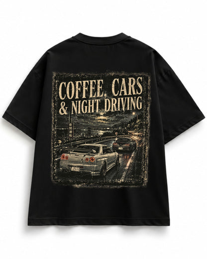 Oversize T-Shirt Coffe. Coches y conducción nocturna