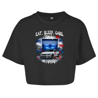 Dam Oversize Crop Top Eat, sleep, cars